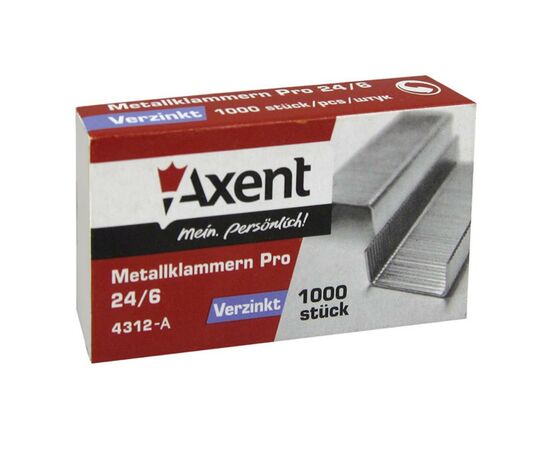 Скобы для канцелярского степлера №24/6 Pro, up to 30 sheets, 1000 шт Axent (4312-А)