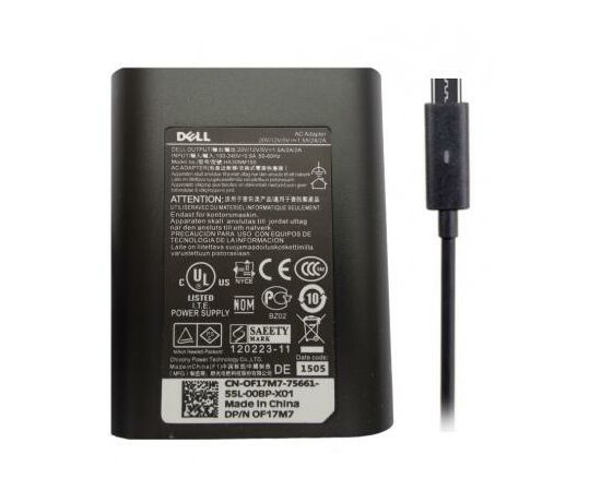 Блок живлення до ноутбуку Dell 45W 20V, 2.25A + 5V, 2A, разъем USB Type C, Oval-корпус (LA45NM150 / A40217), зображення 2 Блок живлення до ноутбуку Dell 45W 20V, 2.25A + 5V, 2A, разъем USB Type C, Oval-корпус (LA45NM150 / A40217), зображення 2