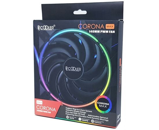 Кулер для корпуса PcСooler CORONA MAX 140 RGB, изображение 9 Кулер для корпуса PcСooler CORONA MAX 140 RGB, изображение 9