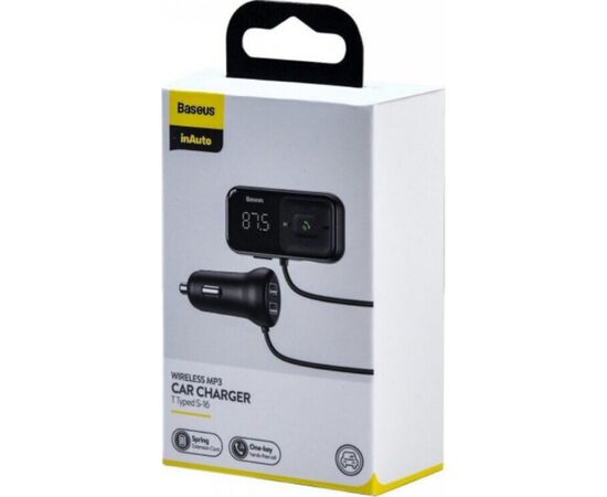 FM модулятор Baseus T typed S-16 MP3 Black (CCTM-E01), изображение 7 FM модулятор Baseus T typed S-16 MP3 Black (CCTM-E01), изображение 7