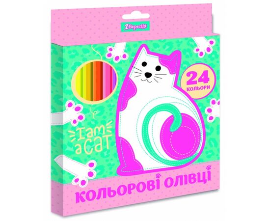 Олівці кольорові 1 вересня I am a cat пласт. корп. 24 кольорів (290625)