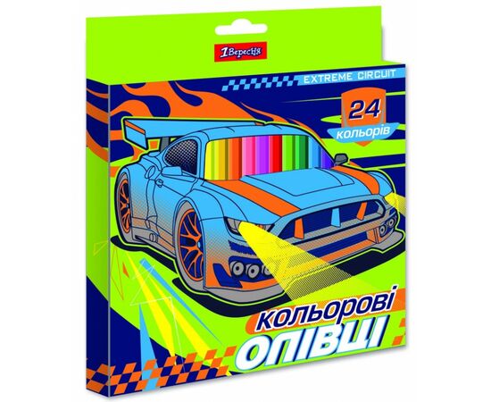 Олівці кольорові 1 вересня Street race пласт. корп. 24 кольорів (290626)