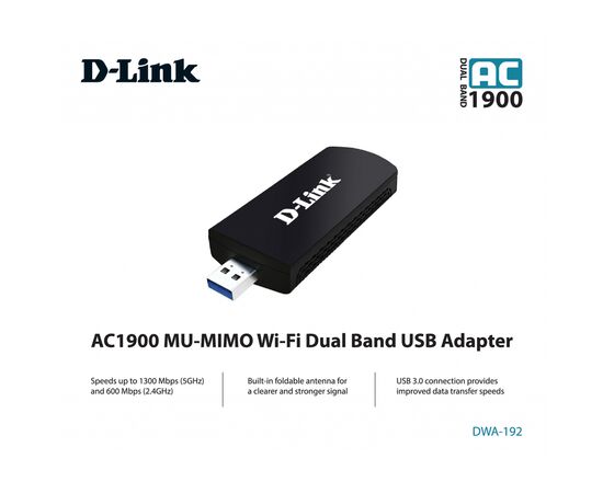 Мережева карта Wi-Fi D-Link DWA-192, зображення 5 Мережева карта Wi-Fi D-Link DWA-192, зображення 5