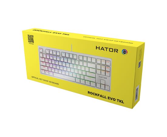 Клавиатура Hator Rockfall EVO TKL Kailh Optical White (HTK-631), изображение 6 Клавиатура Hator Rockfall EVO TKL Kailh Optical White (HTK-631), изображение 6