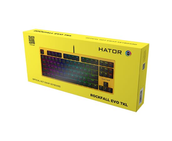Клавиатура Hator Rockfall EVO TKL Kailh Optical Yellow (HTK-632), изображение 6 Клавиатура Hator Rockfall EVO TKL Kailh Optical Yellow (HTK-632), изображение 6