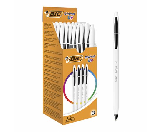 Ручка шариковая Bic Cristal Up с белым шестигранным корпусом Черная (bc949880), изображение 2 Ручка шариковая Bic Cristal Up с белым шестигранным корпусом Черная (bc949880), изображение 2
