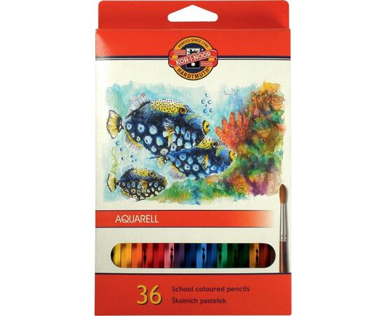 Олівці кольорові Koh-i-Noor Mondeluz Рибки акварельні 36 кольорів (3719_p)
