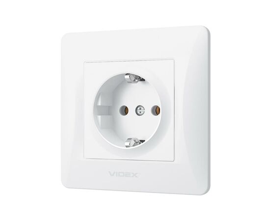 Розетка Videx BINERA 1ая с заземлением (VF-BNSK1G-W), изображение 2 Розетка Videx BINERA 1ая с заземлением (VF-BNSK1G-W), изображение 2