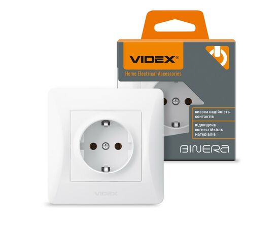 Розетка Videx BINERA 1ая с заземлением (VF-BNSK1G-W), изображение 4 Розетка Videx BINERA 1ая с заземлением (VF-BNSK1G-W), изображение 4