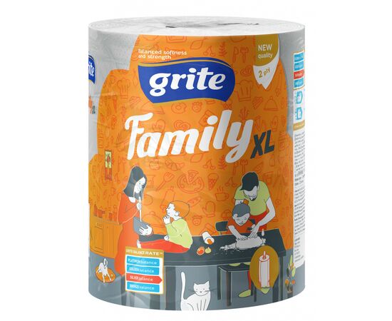 Бумажные полотенца Grite Family Jumbo XL 2 слоя 1 рулон (4770023348613)