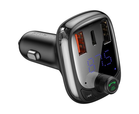 FM модулятор Baseus T typed S-13 Bluetooth MP3 car charger Black (CCTM-B01), изображение 2 FM модулятор Baseus T typed S-13 Bluetooth MP3 car charger Black (CCTM-B01), изображение 2