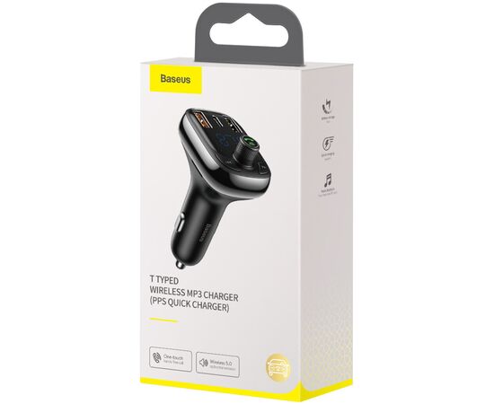 FM модулятор Baseus T typed S-13 Bluetooth MP3 car charger Black (CCTM-B01), изображение 6 FM модулятор Baseus T typed S-13 Bluetooth MP3 car charger Black (CCTM-B01), изображение 6