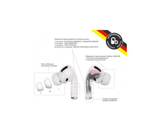 Навушники BeatBox PODS PRO 1 Wireless Charging White (bbppro1wcw), зображення 3 Навушники BeatBox PODS PRO 1 Wireless Charging White (bbppro1wcw), зображення 3