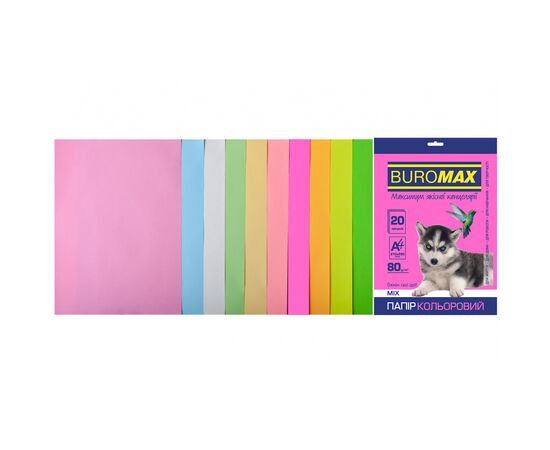 Бумага Buromax А4, 80g, PASTEL+NEON, 10colors, 20sh (BM.2721720-99)