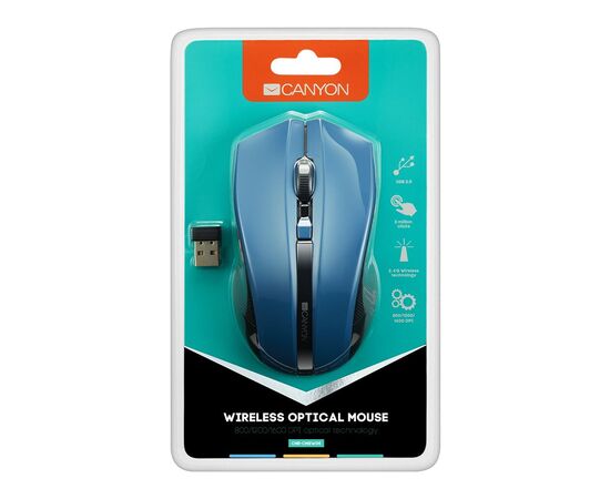Мышка Canyon MW-5 Wireless Blue-Black (CNE-CMSW05BL), изображение 4 Мышка Canyon MW-5 Wireless Blue-Black (CNE-CMSW05BL), изображение 4