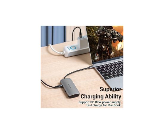 Концентратор Vention USB3.1 Type-C --> HDMI/VGA/USB 3.0x3/PD 100W Hub 6-in-1 (TOIHB), изображение 5 Концентратор Vention USB3.1 Type-C --> HDMI/VGA/USB 3.0x3/PD 100W Hub 6-in-1 (TOIHB), изображение 5