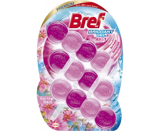 Туалетний блок Bref Блискучий гель Весняний дощ 42 г х 3 шт. (9000101509069)