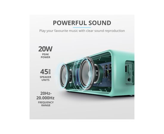 Акустическая система Trust Zowy Max Bluetooth Speaker Mint (23827), изображение 4 Акустическая система Trust Zowy Max Bluetooth Speaker Mint (23827), изображение 4