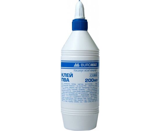 Клей Buromax PVA JOBMAX 200 мл, cap dispenser (BM.4853)