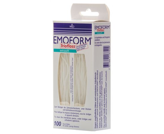 Зубная нить Dr. Wild Emoform Triofloss суперфлосс супер мягкая 100 шт. (7611841137409)