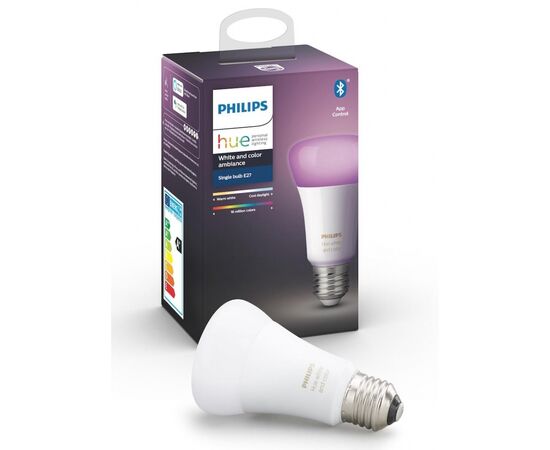 Умная лампочка Philips Hue Single Bulb E27, Color, BLE, DIM (929002216824)