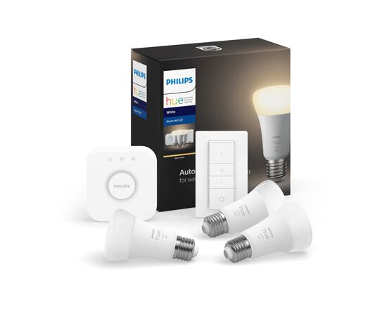 Умная лампочка Philips Стартовий комплект Hue White, E27 3шт (929001821620)