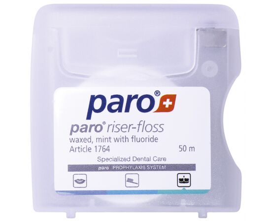 Зубна нитка Paro Swiss riser-floss вощена з м'ятою і фторидом 50 м (7610458017647)