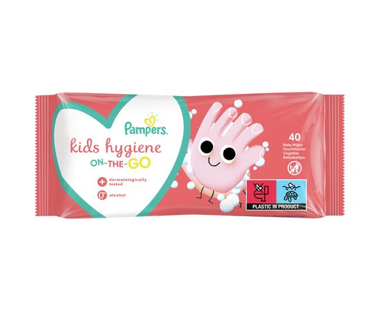 Дитячі вологі серветки Pampers Kids Hygiene On-the-go 40 шт. (8006540222089), зображення 2 Дитячі вологі серветки Pampers Kids Hygiene On-the-go 40 шт. (8006540222089), зображення 2