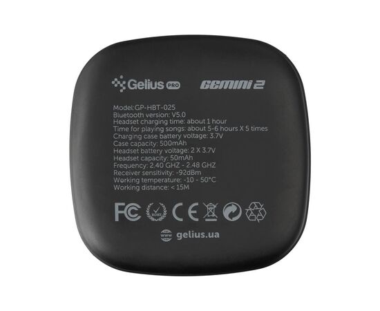 Навушники Gelius Pro Twins Gemini 2 GP-HBT025 Black (00000078089), зображення 8 Навушники Gelius Pro Twins Gemini 2 GP-HBT025 Black (00000078089), зображення 8