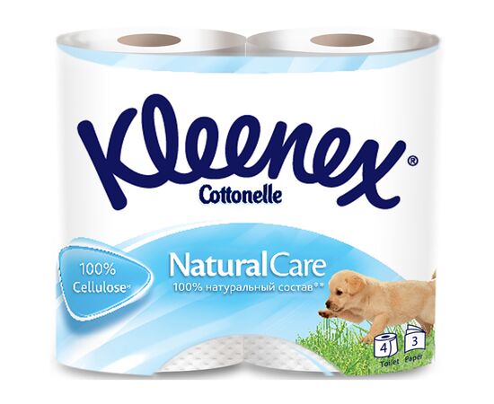 Туалетний папір Kleenex Cottonelle Natural Care 155 відривів 3 шари 4 рулони (5029053541648)