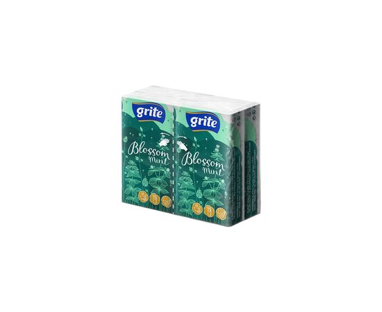 Салфетки косметические Grite Blossom Mint 3 слоя 10 шт х 4 пачки (4770023349146)
