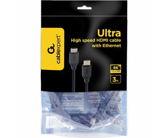 Кабель мультимедийный HDMI to HDMI 3.0m V.2.1 Cablexpert (CC-HDMI8K-3M), изображение 3 Кабель мультимедийный HDMI to HDMI 3.0m V.2.1 Cablexpert (CC-HDMI8K-3M), изображение 3