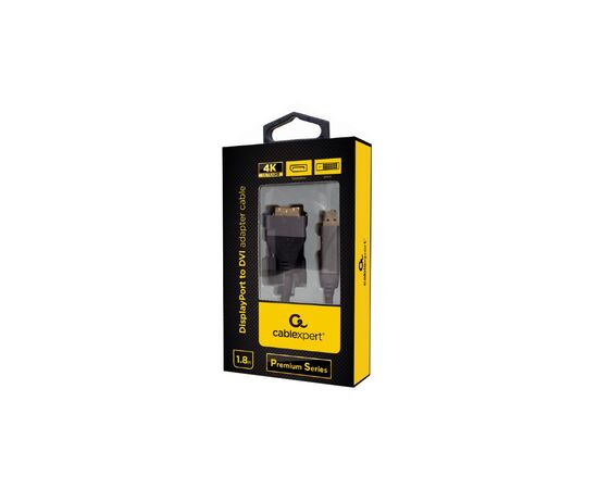 Кабель мультимедийный DisplayPort to DVI 1.8m 24 +1, 4K 30Hz Cablexpert (CC-DPM-DVIM-4K-6), изображение 3 Кабель мультимедийный DisplayPort to DVI 1.8m 24 +1, 4K 30Hz Cablexpert (CC-DPM-DVIM-4K-6), изображение 3