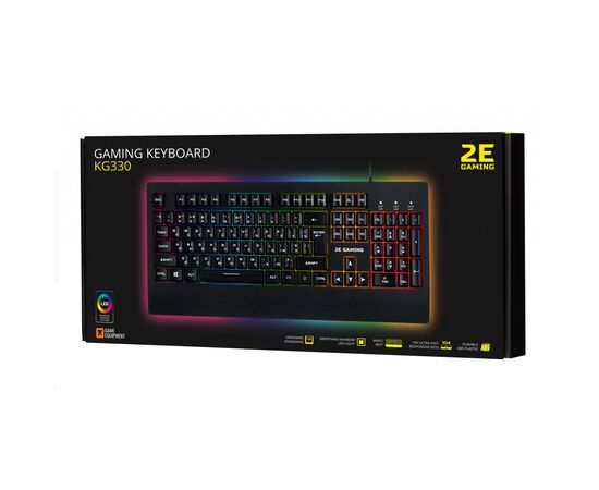 Клавиатура 2E KG330 LED USB Black Ukr (2E-KG330UBK), изображение 2 Клавиатура 2E KG330 LED USB Black Ukr (2E-KG330UBK), изображение 2