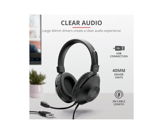 Наушники Trust Ozo Over-Ear USB Headset Black (24132), изображение 6 Наушники Trust Ozo Over-Ear USB Headset Black (24132), изображение 6