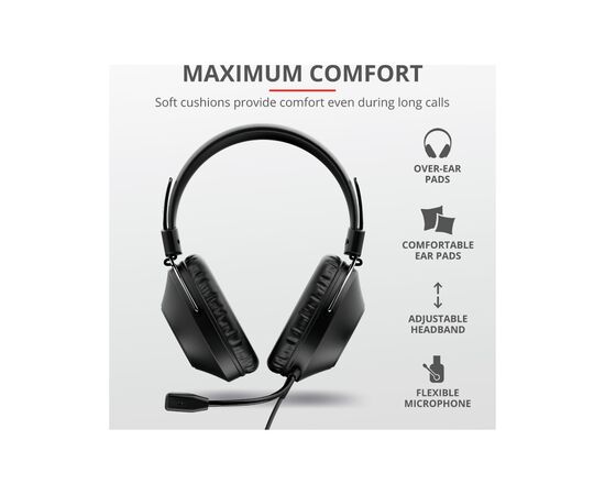 Наушники Trust Ozo Over-Ear USB Headset Black (24132), изображение 7 Наушники Trust Ozo Over-Ear USB Headset Black (24132), изображение 7