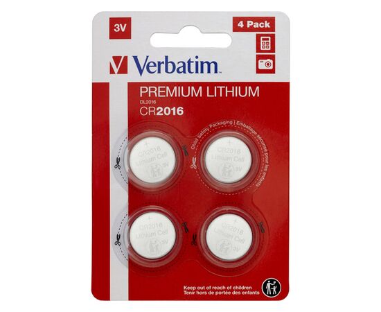 Батарейка Verbatim CR 2016 Lithium 3V * 4 (49531)