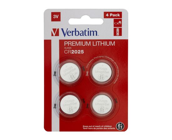 Батарейка Verbatim CR 2025 Lithium 3V * 4 (49532)