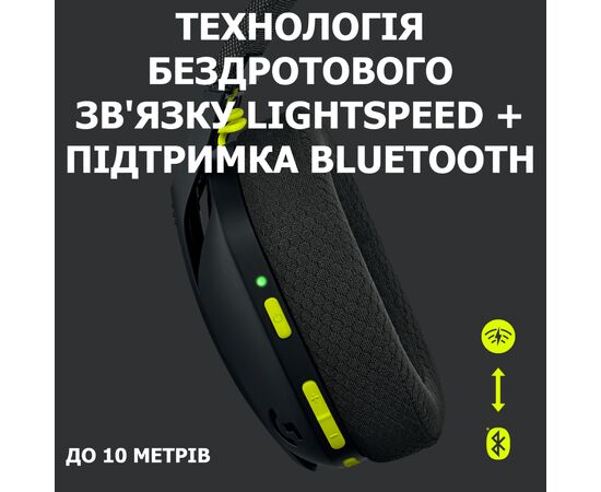 Наушники Logitech G435 Lightspeed Wireless Gaming Headset Black (981-001050), изображение 2 Наушники Logitech G435 Lightspeed Wireless Gaming Headset Black (981-001050), изображение 2