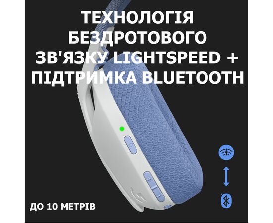 Наушники Logitech G435 Lightspeed Wireless Gaming Headset White (981-001074), изображение 2 Наушники Logitech G435 Lightspeed Wireless Gaming Headset White (981-001074), изображение 2