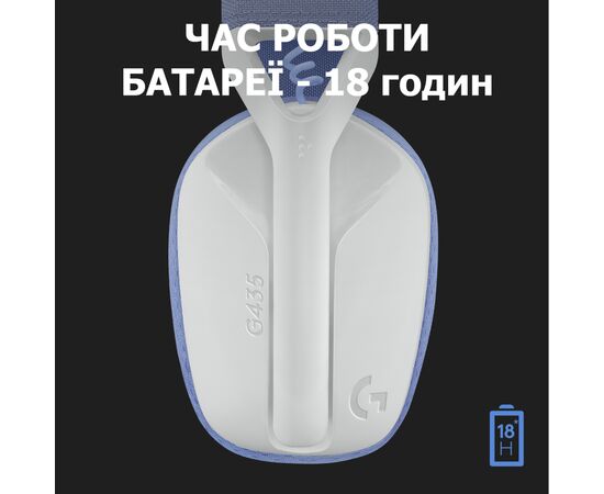 Наушники Logitech G435 Lightspeed Wireless Gaming Headset White (981-001074), изображение 6 Наушники Logitech G435 Lightspeed Wireless Gaming Headset White (981-001074), изображение 6
