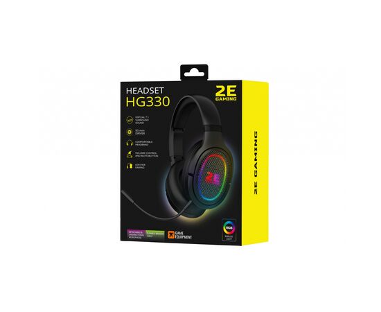 Наушники 2E HG330 RGB USB 7.1 Black (2E-HG330BK-7.1), изображение 2 Наушники 2E HG330 RGB USB 7.1 Black (2E-HG330BK-7.1), изображение 2