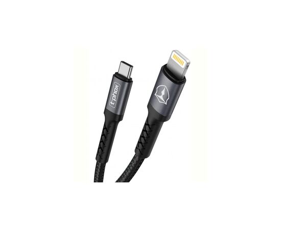 Дата кабель USB Type-C to Lightning 1.0m Black\Gray T-Phox (T-CL833), изображение 2 Дата кабель USB Type-C to Lightning 1.0m Black\Gray T-Phox (T-CL833), изображение 2
