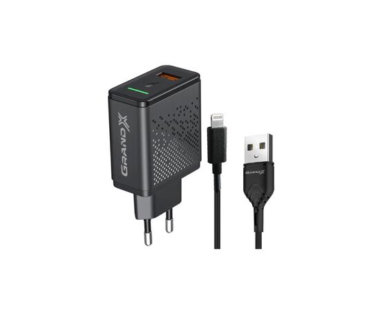 Зарядний пристрій Grand-X QC3.0 18W + Lightning cable (CH-650L)
