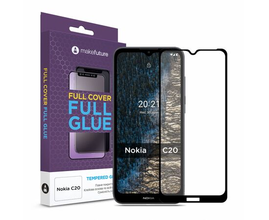 Стекло защитное MakeFuture Nokia C20 Full Cover Full Glue (MGF-NC20)