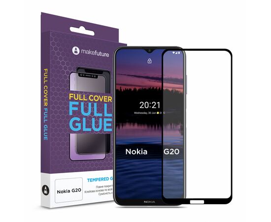 Стекло защитное MakeFuture Nokia G20 Full Cover Full Glue (MGF-NG20)