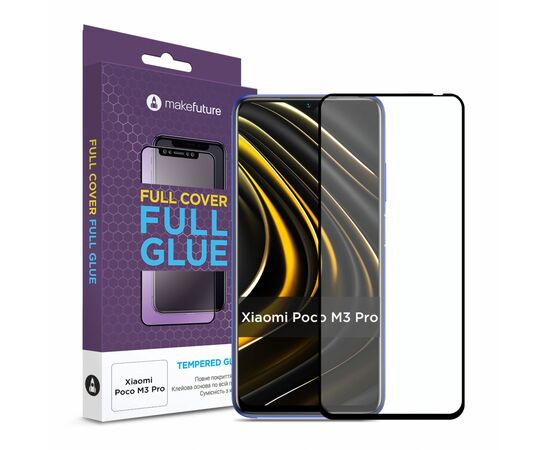 Стекло защитное MakeFuture Xiaomi Poco M3 Pro Full Cover Full Glue (MGF-XPM3P)
