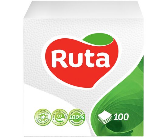 Серветки столові Ruta 1 шар 33х33 см Білі 100 шт. (4820023741478)