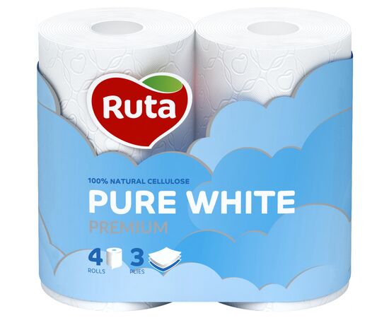 Туалетная бумага Ruta Pure White 3 слоя 4 рулона (4820023747531)
