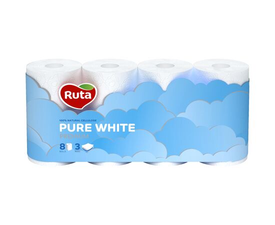 Туалетная бумага Ruta Pure White 3 слоя 8 рулонов (4820023747555)